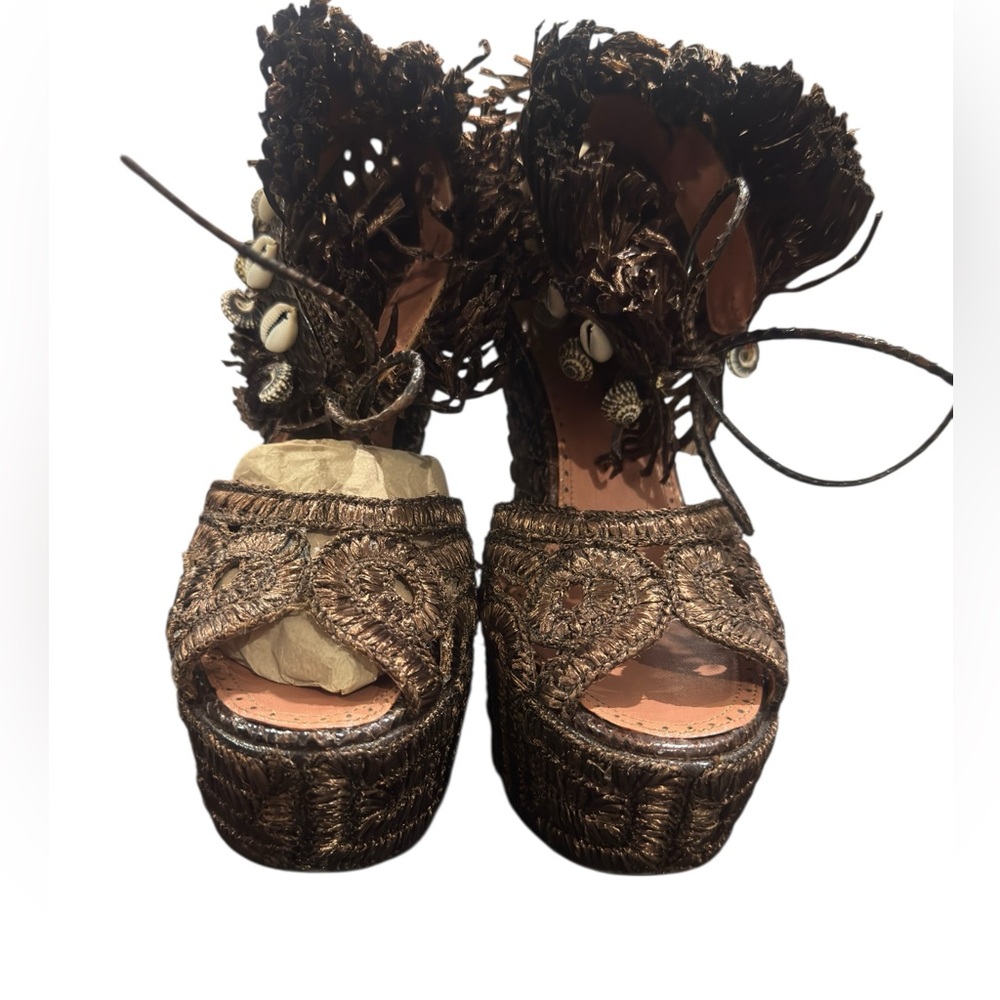 New Azzedine Alaa Raffia Python Shell Platforms S… - image 6